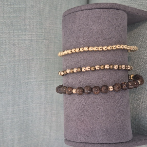 Three 7" BRACLETS BRONZITE ,GOLD, - Picture 2 of 6